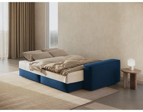 Canapea albastru-închis extensibilă/cu spațiu de depozitare cu tapițerie din catifea 247 cm Jodie – Micadoni