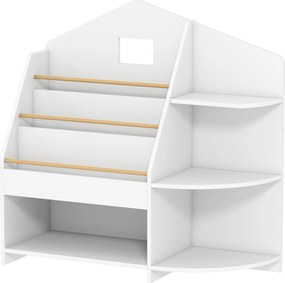 AIYAPLAY Raft pentru copii cu 7 rafturi pentru cărți, jucării, margini rotunjite, susține 40 kg, Alb | Aosom Romania