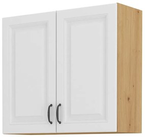 Dulap superior de bucătărie Sheila 80 G 72 2F (stejar artisan + alb). 1032455
