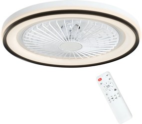 HOMCOM Ventilator de Tavan cu Iluminare RGB 6 Viteze Motor Reversibil și Telecomandă Putere 48,5W Ø48x13 cm Alb | Aosom Romania