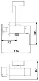 Baterie de bideu cu duș pentru instalare ascunsă Aqualine crom lucios