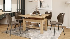 Mazzoni BRAWO Stejar Craft Auriu - MĂSUȚĂ DE CAFEA CU BLAT EXTENSIBIL ȘI RIDICABIL MASĂ CU RAFT