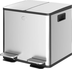 HOMCOM Coș de gunoi de bucătărie dublu, 2 x 15L, 2 coperți cu închidere ușoară, găleți interioare detașabile și mânere | Aosom Romania