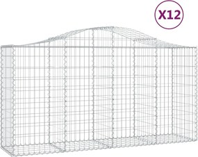 vidaXL Coșuri gabion arcuite 12 buc, 200x50x100/120cm, fier galvanizat
