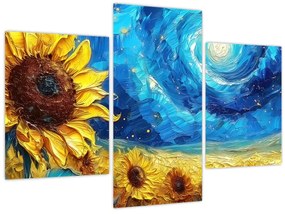 Tablou - Pictura floarea-soarelui (90x60 cm)