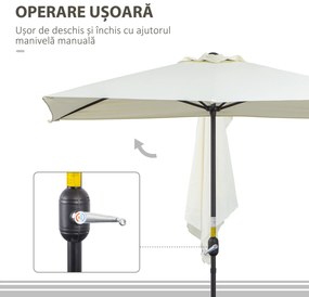 Outsunny Umbrelă de Perete Semicirculară Maro, cu Manivelă, Design Spațiu-Eficient pentru Terasă și Balcon, Φ270x245cm | Aosom Romania