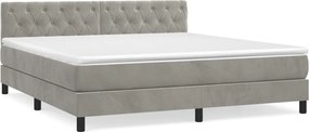 vidaXL Pat box spring cu saltea, gri deschis, 160x200 cm, catifea
