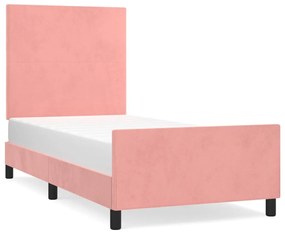 3125610 vidaXL Cadru de pat cu tăblie, roz, 90x190 cm, catifea