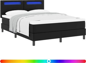 vidaXL Pat cu arcuri cu saltea Negru 140 x 190 cm Piele artificială