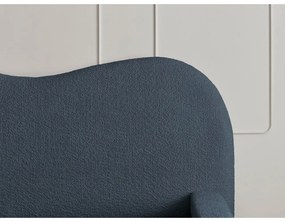 Pat matrimonial albastru închis tapițat cu spațiu de depozitare cu somieră 160x200 cm Orlane – Bobochic Paris