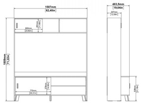 Mobilier TV Iker, hickory jackson / alb