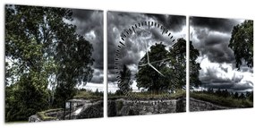 Tablou cu cerul întunecat (cu ceas) (90x30 cm)