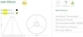 Lustra circulara LED Ada 100cm, Gold