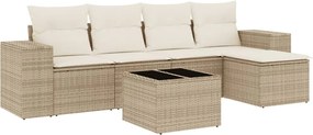 vidaXL Set canapele de grădină cu perne, 6 piese, bej, poliratan