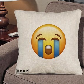 Perna Decorativa Emoji Plange, 40x40 cm, Bej Canapea, Husa Detasabila, Perna Inclusa, BEKZ®