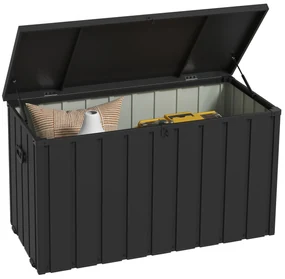Outsunny Cutie de Depozitare pentru Exterior 450L cu Roți, Organizator din Oțel, Maro | Aosom Romania