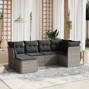 vidaXL Set mobilier grădină cu perne, 6 piese, gri, poliratan