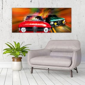 Tablou - Mașini de curse retro (120x50 cm)