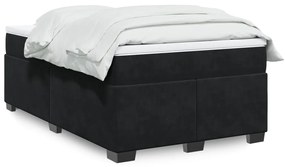 vidaXL Pat box spring cu saltea, negru, 120x200 cm, catifea
