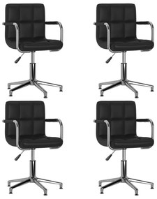 vidaXL Scaune de bucătărie pivotante, 4 buc., negru, piele ecologică