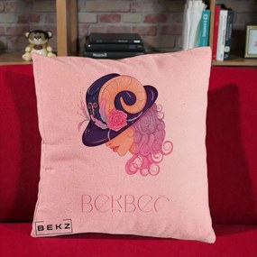 Perna Personalizata Zodie Berbec, 40x40 cm, Roz, Husa Detasabila, Perna Inclusa, BEKZ®