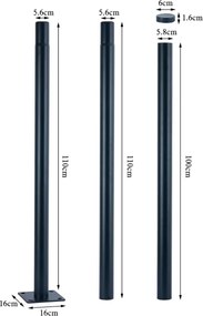 Brilagi - Tijă metalică antracit pentru stâlp iluminat exterior URBAN 3 m