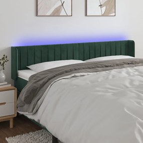 3123531 vidaXL Tăblie de pat cu LED, verde închis, 163x16x78/88 cm, catifea