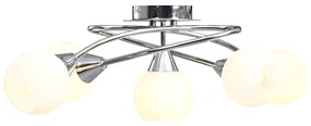vidaXL Lustră cu abajururi din ceramică, 5 becuri E14, alb, glob