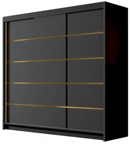 Dulap de haine cu uși culisante Fozzurt VII 200 (Negru + Alb + auriu) . 1105711