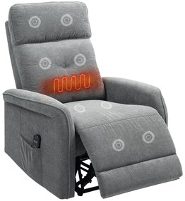 HOMCOM Scaun de masaj cu telecomanda, 8 puncte de masaj, incalzire lombara, port USB, buzunar lateral, scaun tapitat, Gri | Aosom Romania