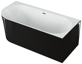 Cada de baie freestanding Spatio Solis, acril, negru lucios, 160x75 cm, montaj pe dreapta