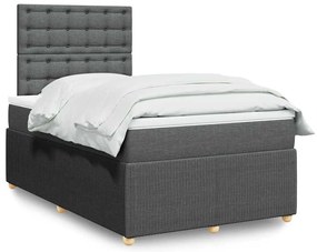 vidaXL Pat box spring cu saltea, gri închis, 120x200 cm, textil