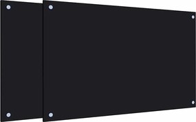 vidaXL Panou antistropi bucătărie 2 buc. negru 80x50cm sticlă securiz.