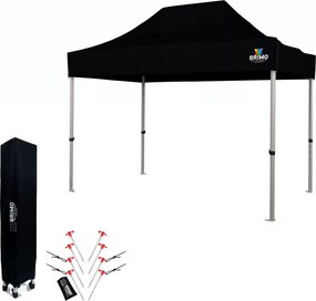 Cort tip foarfecă 2×3 m din aluminiu fără pereți | Montare rapidă și cadru ușor, rezistent - fara 3 pereti - Negru