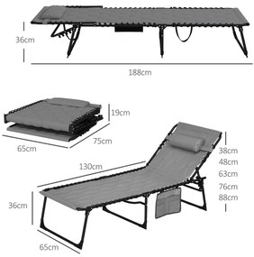 Outsunny Sezlonguri Pliabile, Set cu 5 Poziții de Inclinare, Scaune Relaxare Exterior cu Sezut Capitonat, Confort Superior | Aosom Romania