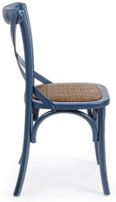 Scaun albastru din rachita si lemn de Ulm, Cross Bizzotto