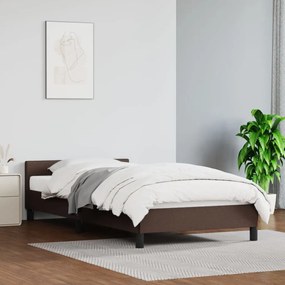 347474 vidaXL Cadru de pat cu tăblie, maro, 90x190 cm, piele ecologică