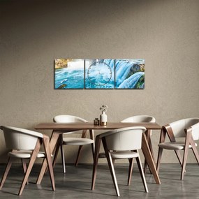 Tablou - Cascada Godafoss (cu ceas) (90x30 cm)