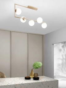 Ondaluce - Candelabru cu tijă MONILE 5xE14/10W/230V auriu/alb