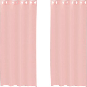 vidaXL Perdele Voile cu Oelii 2 buc Roz 140x225 cm