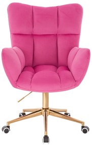 HR650K Scaun Roz Catifea cu Bază Aurie