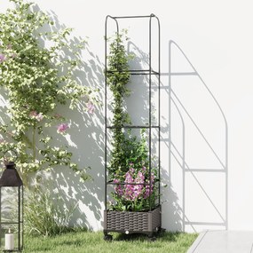 Outsunny Jardinieră Înălțată Autoirigantă din Metal cu Spalier de 185 cm, cu 4 Roți Blocabile pentru Plante Cățărătoare, Recipient cu Găuri de Drenaj pentru Legume și Flori, Negru | Aosom Romania