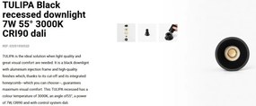 Spot LED incastrabil TULIPA Black recessed downlight 7W 55° 3000K CRI90 dali