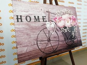 Tablou flori frumoase în vază vintage cu inscripție