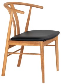 Scaun de dining Artenara, stejar cu scaun PU, natural/negru