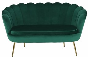 Bancă în stil Art-deco, catifea Velvet smarald/crom auriu, NOBLIN