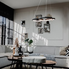 Lampă suspendată neagră incluzând LED cu dimmer în 3 trepte cu 3 lumini - Rondas