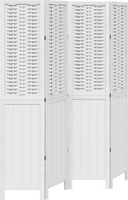 vidaXL Paravan cameră 4 panouri, alb, lemn masiv paulownia