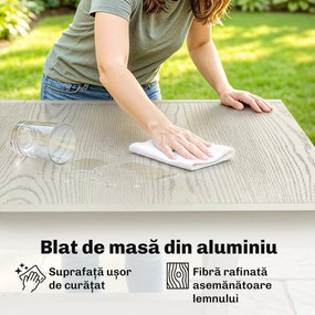Outsunny Masă Extensibilă de Grădină pentru 8-10 Persoane, din Aluminiu și Oțel, 154/214x85x73 cm, Gri | Aosom Romania