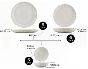 Set de masă, 18 piese, alb, din porțelan